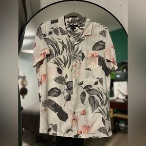 Marc Anthony Black and Pink Floral Men's Shirt